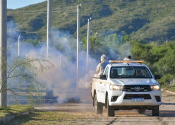 Juana Koslay, realiza el operativo de fumigación