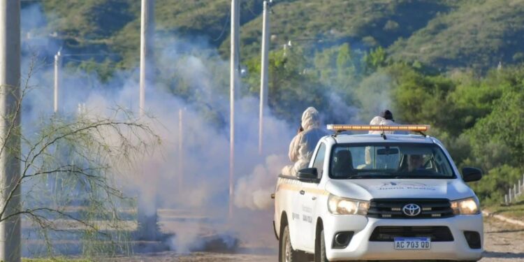 Juana Koslay, realiza el operativo de fumigación