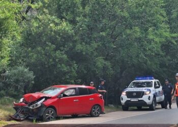 Un auto despistó y chocó en el acceso a Potrero de los Funes