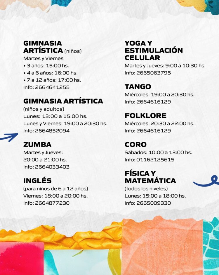 El Centro Cultural de Juana Koslay sigue ofreciendo una gran variedad de talleres