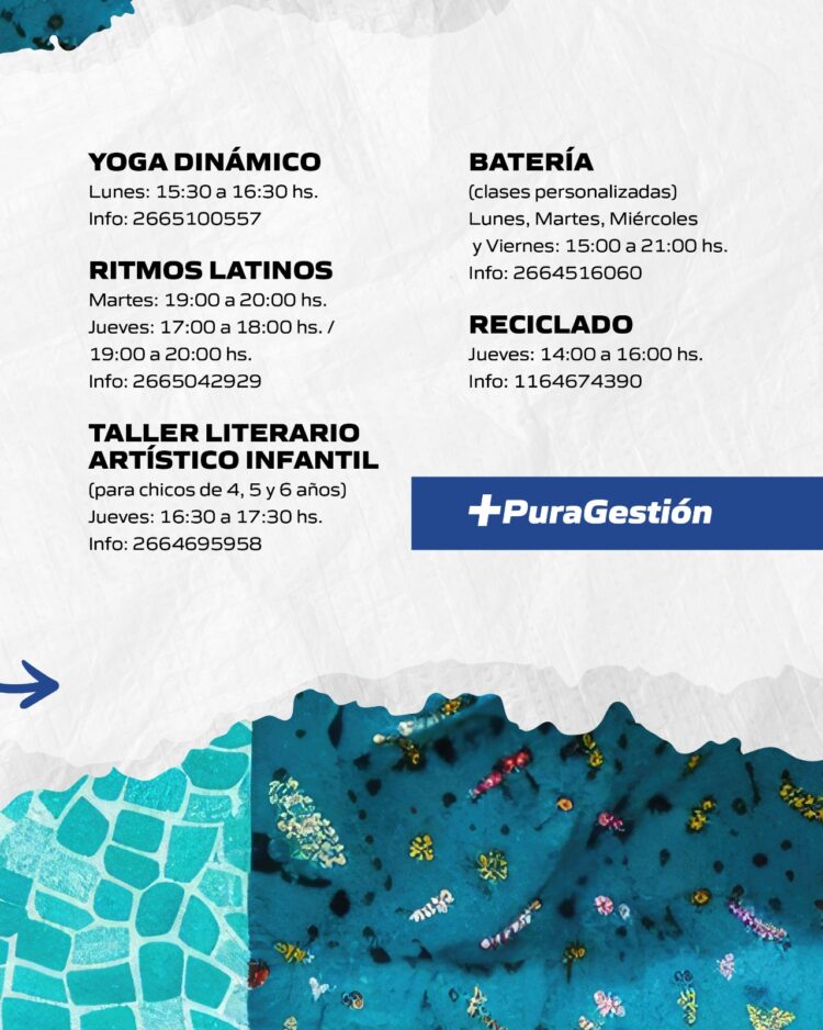 El Centro Cultural de Juana Koslay sigue ofreciendo una gran variedad de talleres