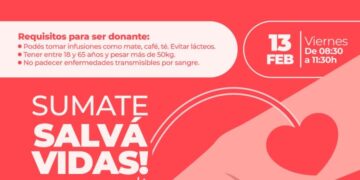 El viernes 13 realizarán un nueva jornada de donación de sangre