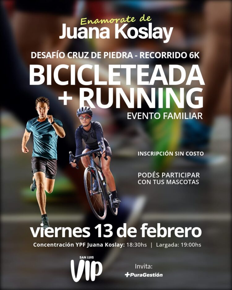 Bicicleteada recreativa y jornada de running familiar en Juana Koslay