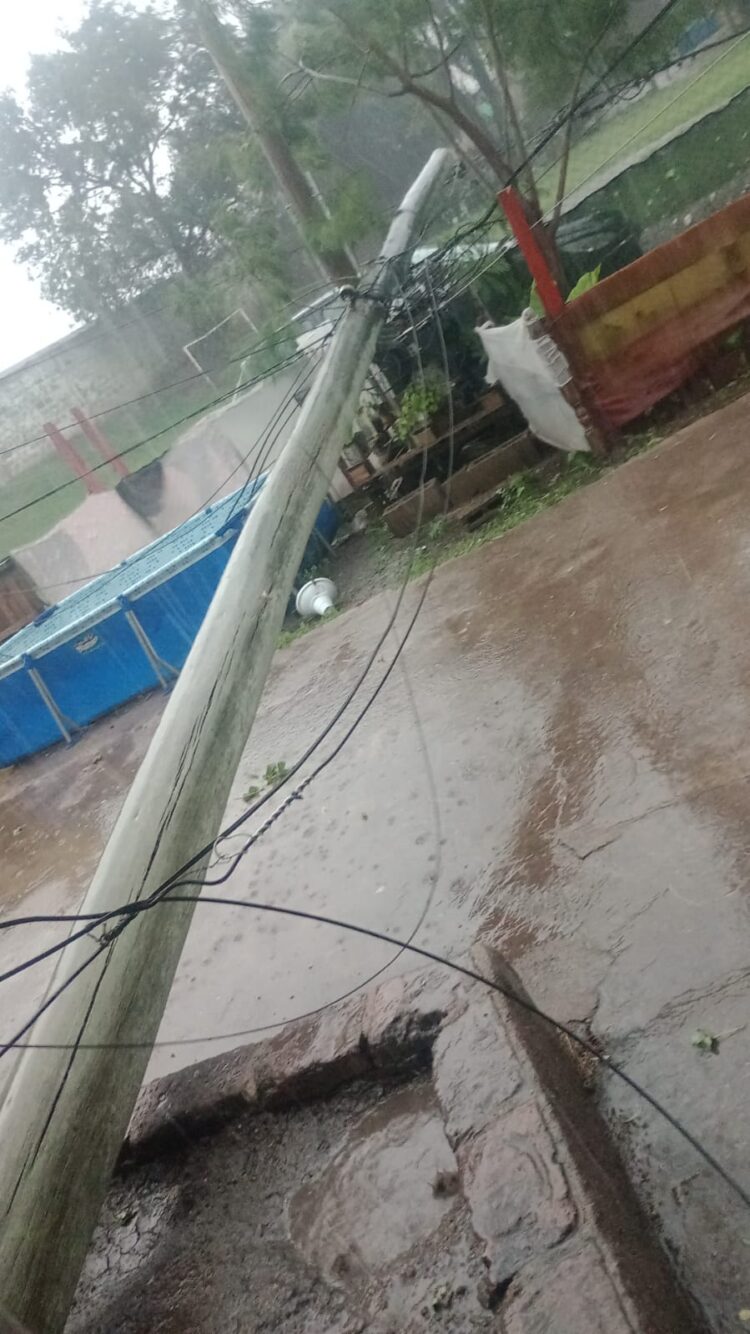 Temporal: Un poste de luz se cayó sobre el frente de un domicilio en barrio Las Vegas