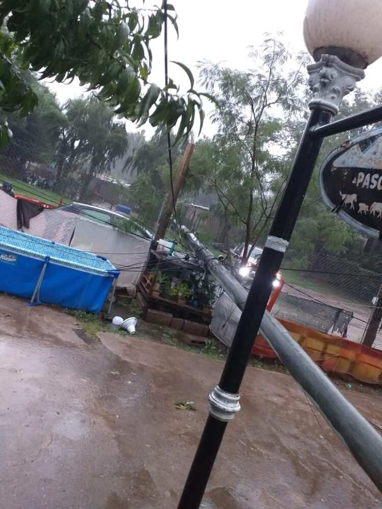 Temporal: Un poste de luz se cayó sobre el frente de un domicilio en barrio Las Vegas
