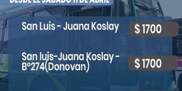 Desde el sábado 11 de abril rigen nuevas tarifas en el transporte interurbano de San Luis