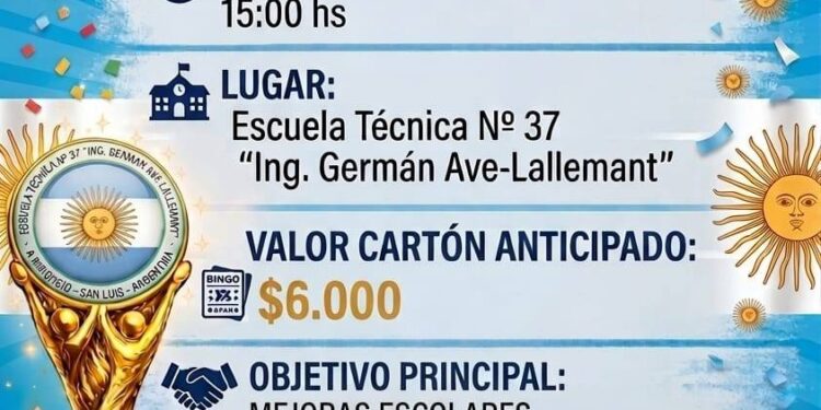 La Cooperadora de la Escuela Técnica N° 37 realiza un gran bingo para juntar fondos para mejoras escolares