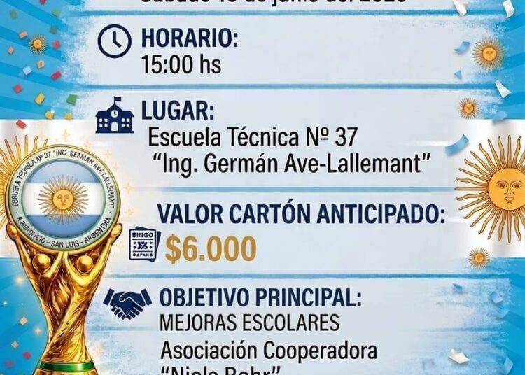 La Cooperadora de la Escuela Técnica N° 37 realiza un gran bingo para juntar fondos para mejoras escolares