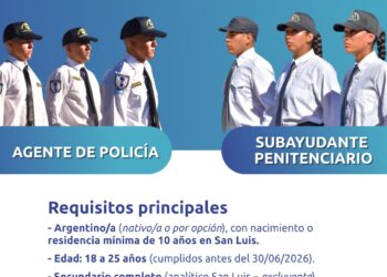 Abren la convocatoria 2027 para ingresar a la Policía y al Servicio Penitenciario en San Luis