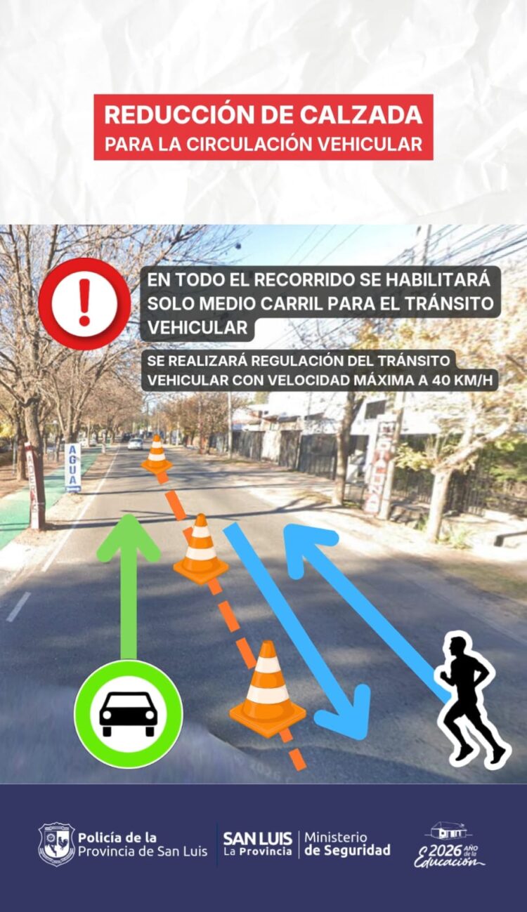 Lo que necesitás saber del operativo de seguridad para la carrera ‘San Luis 21K’ que también pasará por Juana Koslay este sábado