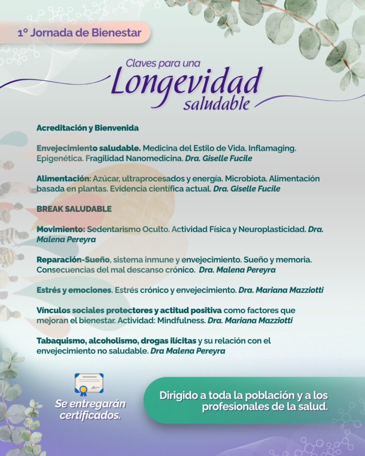 Realizarán la 1° Jornada de Bienestar “Claves para una Longevidad Saludable”
