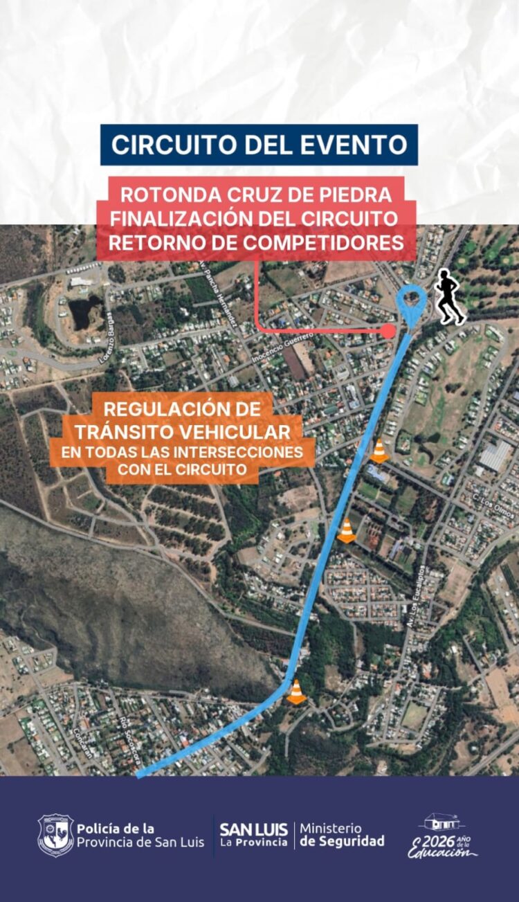 Lo que necesitás saber del operativo de seguridad para la carrera ‘San Luis 21K’ que también pasará por Juana Koslay este sábado