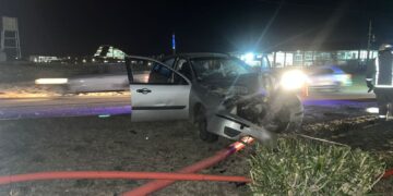 Accidente en la avenida José Santos Ortiz. Impactó contra una luminaria. Un herido