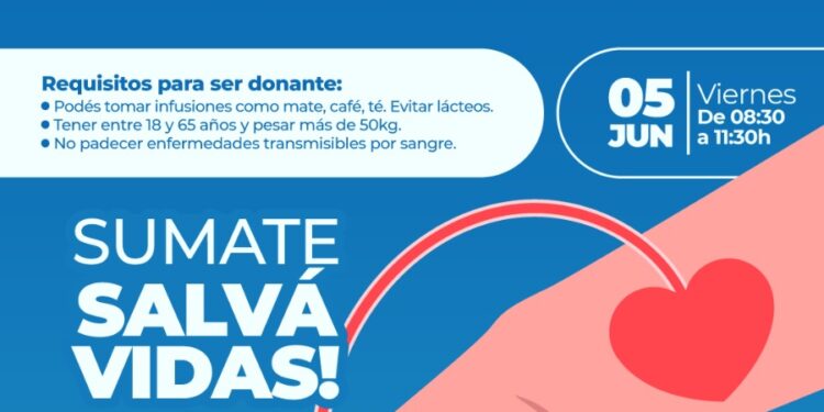 Convocan a una nueva jornada de donación de sangre para este viernes