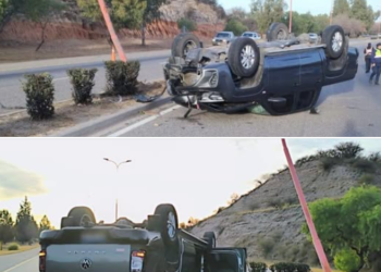Volcó una camioneta en la Autopista Los Puquios