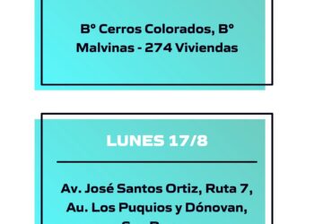 Cronograma de medición del agua en Agosto
