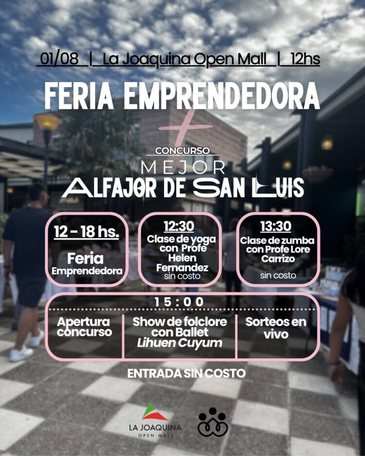 ¡Llega La Feria Emprendedora a la Joaquina y tendrá el Concurso del Mejor Alfajor de San Luis!
