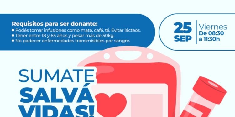 Realizarán una nueva colecta de sangre, una jornada que permite salvar vidas