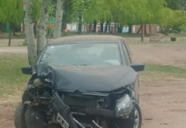 Un auto quedó destrozado tras chocar contra un árbol en la avenida José Santos Ortiz